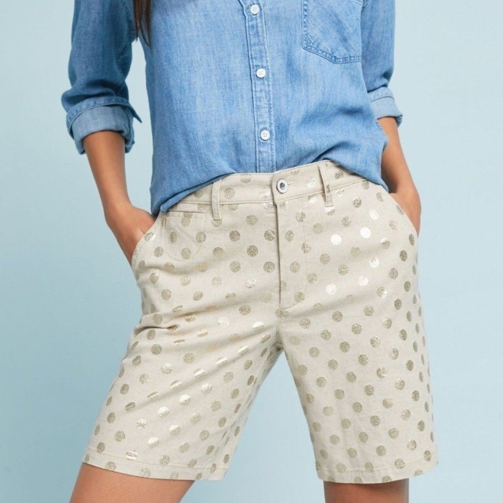 Anthropologie Polka Dot Bermuda Shorts
